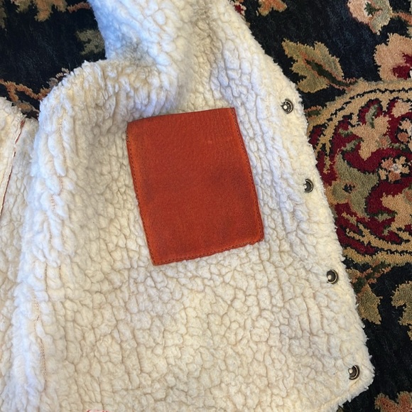 VINTAGE 70s Baja California 100% leather/suede vest with sherpa lining - Picture 4 of 5